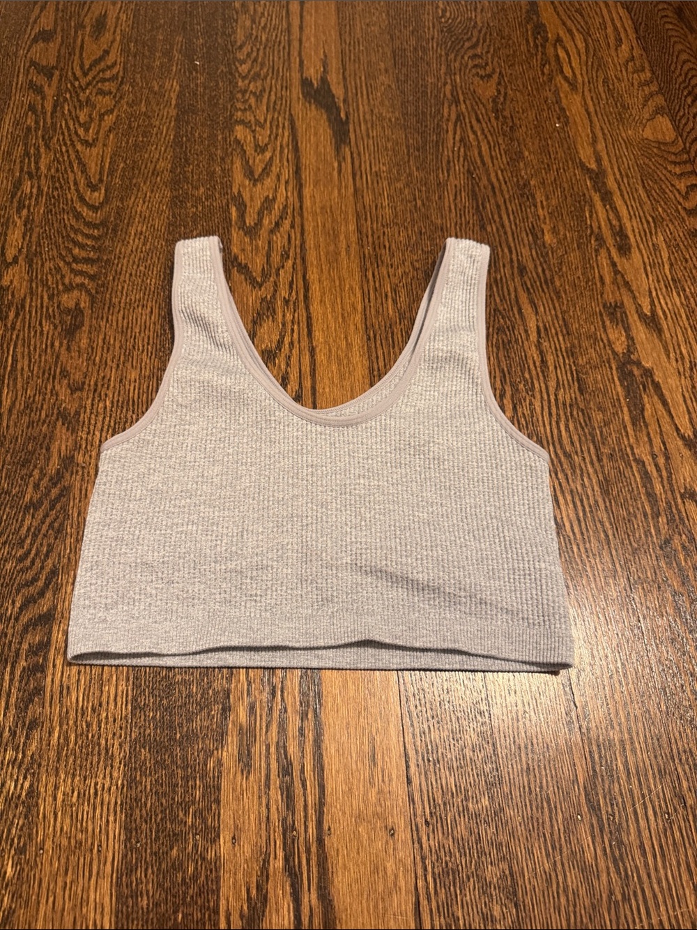 3/$15 Forever 21 Ribbed Scoop Neck Crop Tank - Light Taupe